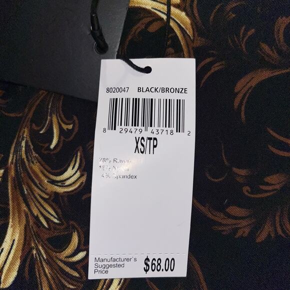VERSACE INSPIRED TRUTH BY REPUBLICAN ANKLE PANT PAISLEY PRINT BLK AND GOLD SZ XS - Picture 10 of 12
